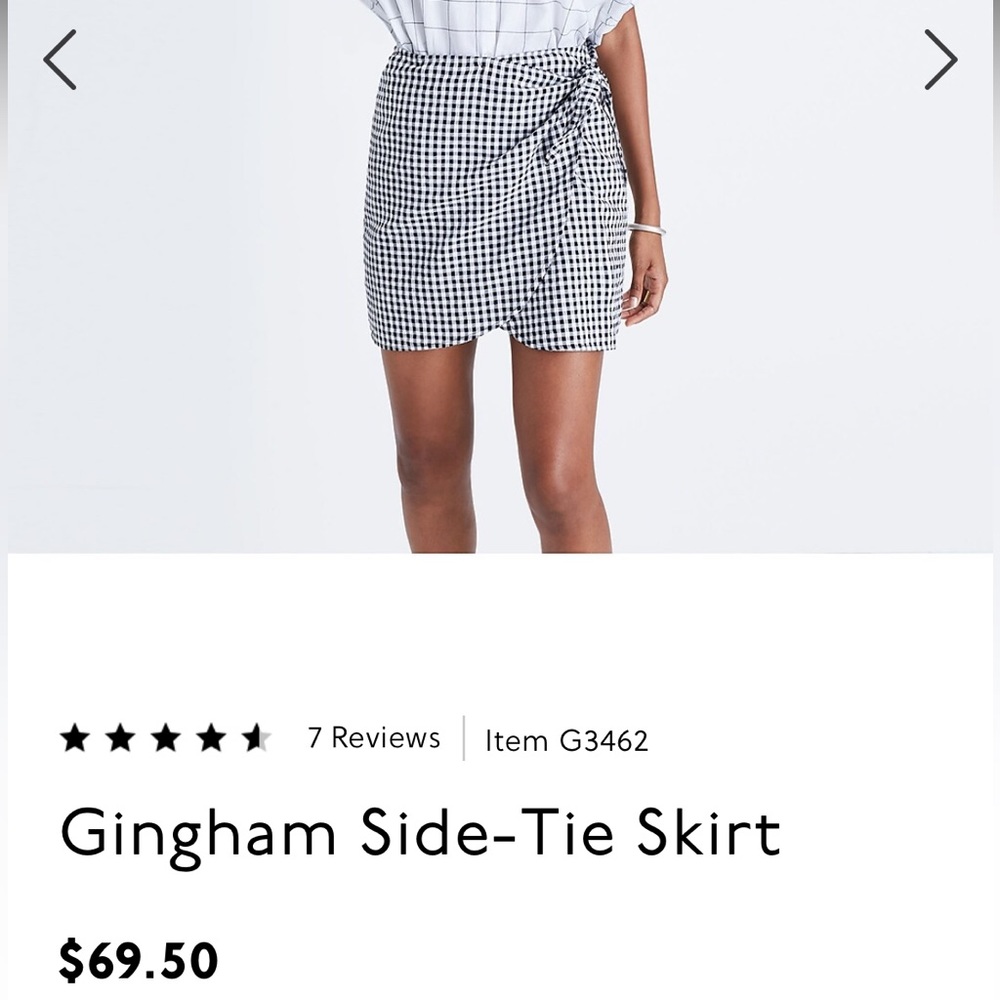 Madewell gingham wrap skirt